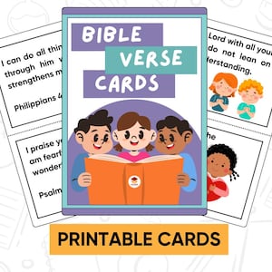 Bible Verse Flashcards for Kids Sunday School Bible Cards Children Memory Verse Flashcards Kids Sunday School Printable Memory Verse Cards