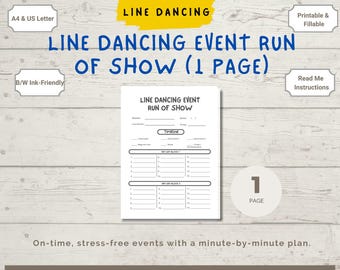 Line Dance Event Run of Show Template: Printable & Fillable (A4/US Letter) (PDF Download)