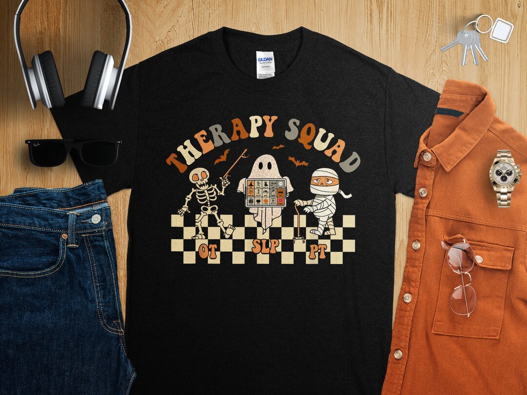 Retro Therapy Squad SLP OT PT Team Halloween Speech Physical T-shirt ...