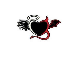 Débardeur 'Demi Ange Demi Cœur Démon' - T-shirt Motif Valentin, Cadeau Original Pour Fête Des Mères, Noël