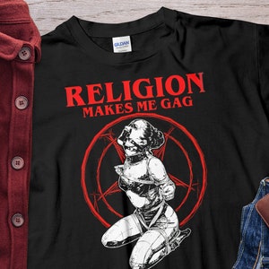 Religion makes me gag Nun vintage tshirt Unholy Nun Shirt Unisex T-Shirt goth clothing men, spooky shirt, goth girl, plants gift best friend