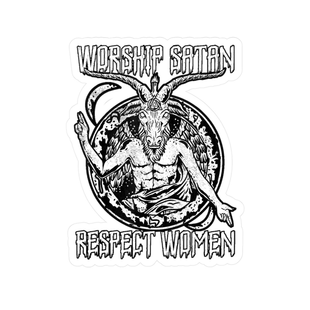 Worship Satan Respect Sticker, Women I Satanic Goat Head Sticker ...