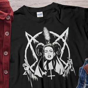 Occult Satan 666 Sexy Nun Girl productor tshirt Unholy Nun Shirt Unisex T-Shirt