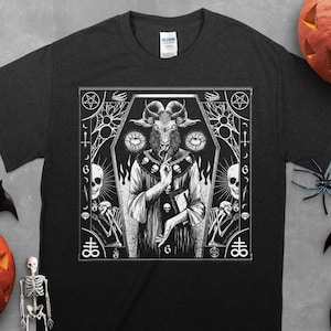 Satanic Dark Art Evil Pagan Goat 666 Pentagram Baphomet Unisex T-Shirt, satanism kneel, spirit animal, satanistic designs, feel evil shirt