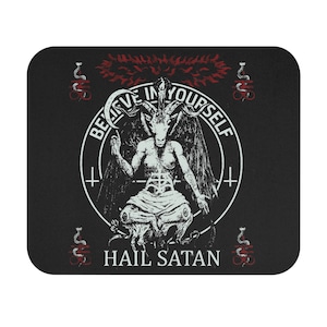 Baphomet Mouse Pad, Believe In Yourself Mouse Pad, Hail Satan, Gift For Gamer, Gift For Friend, Gift For Halloween, Horror Mouse Pad