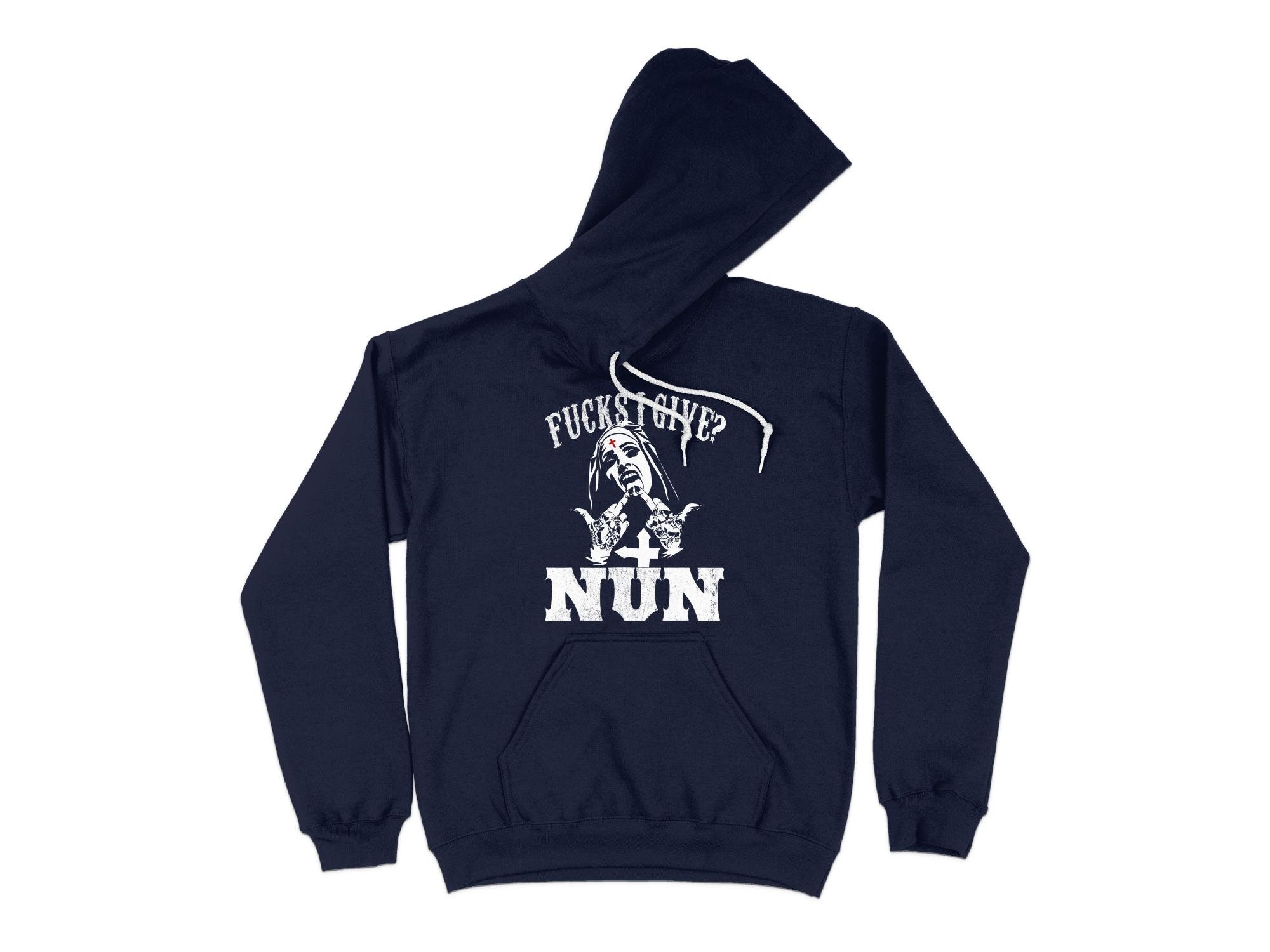 【WEIRDO】 FUCK U VEST (PIG SKIN) Unholy Nun Zero Fucks Given Nun Fuck Unisex Hoodie - Funny