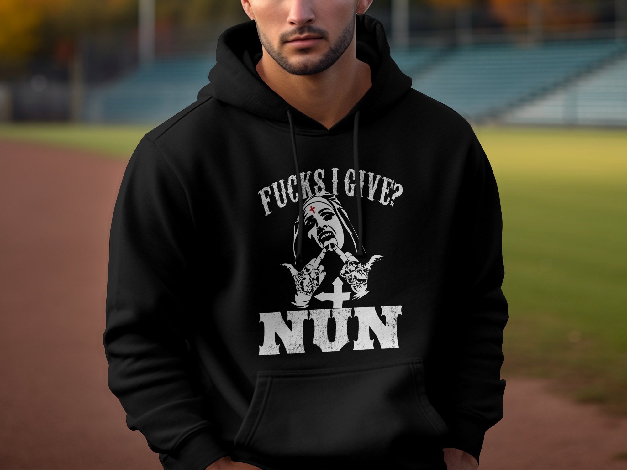 【WEIRDO】 FUCK U VEST (PIG SKIN) Unholy Nun Zero Fucks Given Nun Fuck Unisex Hoodie - Funny