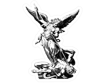 Saint Michael Archangel defeats the Devil Sticker, Christian Goth Sticker