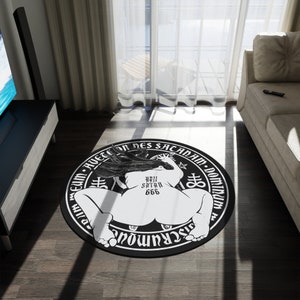Hail Satan 666 Round Rug, Satanism Round Rug, Satan Home Decor, Devil Home Decor, Devil Rug, Movie Decor Rug, Astrology Rug, Pentagram Rug
