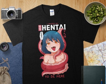Lustiges Anime Mädchen Ich habe meinen Anime angehalten, um hier Tentakel-T-Shirt zu sein, lustiges Anime Mädchen, Tentakel-T-Shirt, Otaku-Kleid, perfektes Weihnachtsgeschenk