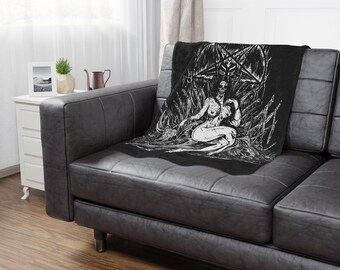 Satanic Skull Queen Minky Blanket, Gift for Him, Goth Decor & Bedding, Halloween Skeleton, gift for teen, skull blanket, Satan girl decor