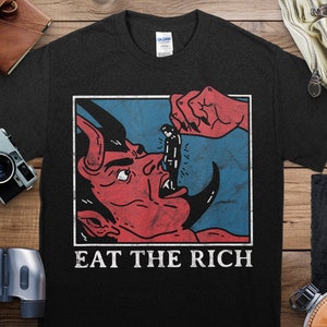 Eat The Rich Satan Shirt, Devil Goth Punk Grunge Witch Vintage T-Shirt, rich satan devil goth, Love Occult Shirt, design features vintage