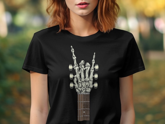 T-shirt da concerto vintage rock roll donna sciolto casual camicia top divertente scheletro aquila grafica scollo a V manica corta, Nero-08, L