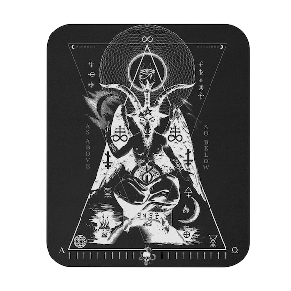 BAPHOMET Mouse Pad | As Above So Below Mouse Pad | Occult Sacred Geometry Mouse Pad | Satan Unholy Nun Mouse Pad | Horror Mouse Pad