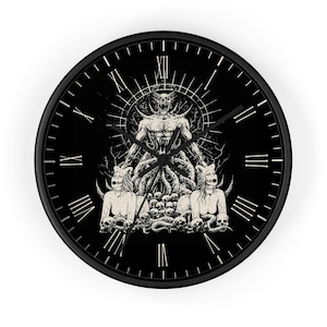 Devil Satan Wall Clock, Demon Tentale Clock, Pentagram Clock, Baphomet Clock, Goat Clock, Head Leviathan Clock, Cross Satan Devil Clock