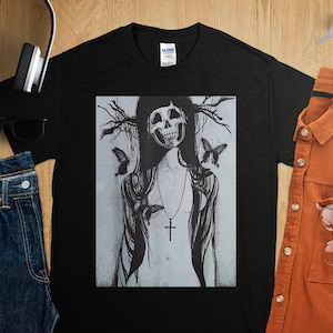 Dark Art Grunge Goth Fairycore Gothic Aesthetic Skull Girl Horror T-Shirt Goth Punk Shirt, Grunge Shirt, Graphic Shirt Gift, Black Skeleton