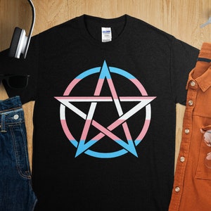Trans Pentagram Transexual Goth Wicca Occult Transgender T-Shirt, blackcraft gothic goth sign, esoteric satan trans graphic shows, satan tee