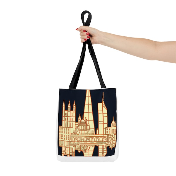 Stilvolle Umhängetasche mit London Skyline - Perfektes Art Deco Design als London Souvenir oder Geschenk