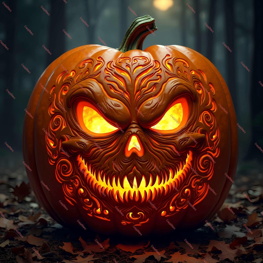 Printable Carved Pumpkins Jack O Lanterns for Halloween 4 Pack. - Etsy