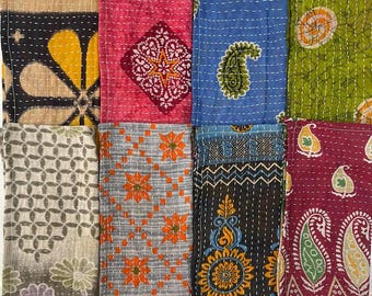 Mix And Match Assorted Kantha  Double Layer Reusable Table Napkins, Reversible Cotton Hand Quilted Kantha Cloth Napkins Set For Dinner,