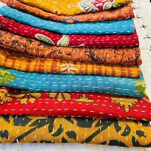 Guardanapos de jantar Kantha vintage, conjuntos de guardanapos Kantha reversíveis feitos à mão | Guardanapos variados, guardanapos costurados à mão