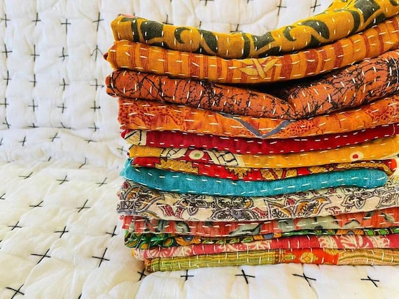 Bohemian Vintage Kantha Dinner Napkins, Handmade Boho Table Napkins, Napkins sets | Kitchen Reusable napkins Assorted Cloth Napkins