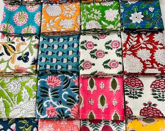 100% katoenen boho-mix en match stoffen tafelservetten met blokprint herbruikbare servetten Eco/aarde-vriendelijke herbruikbare cocktail Zero stoffen servetten