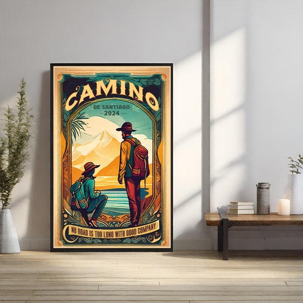 Retro poster Camino de Santiago Spain 2024