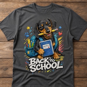 back to school dachshund PNG file, downloadable design,