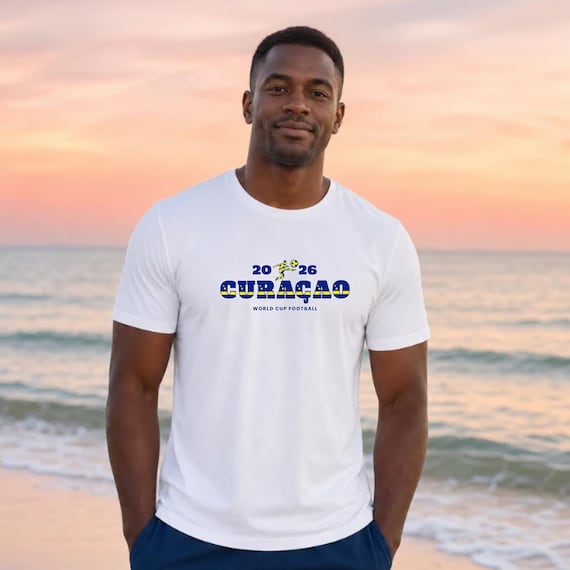 Curacao World Cup Football 2026– White Cotton Tee- Team Curacao
