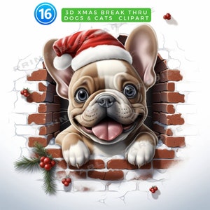 Boule de Noël 3D PNG sublimation chien clipart chiot dessin animé Noël rond ornement JPEG ornement chaton clipart chat