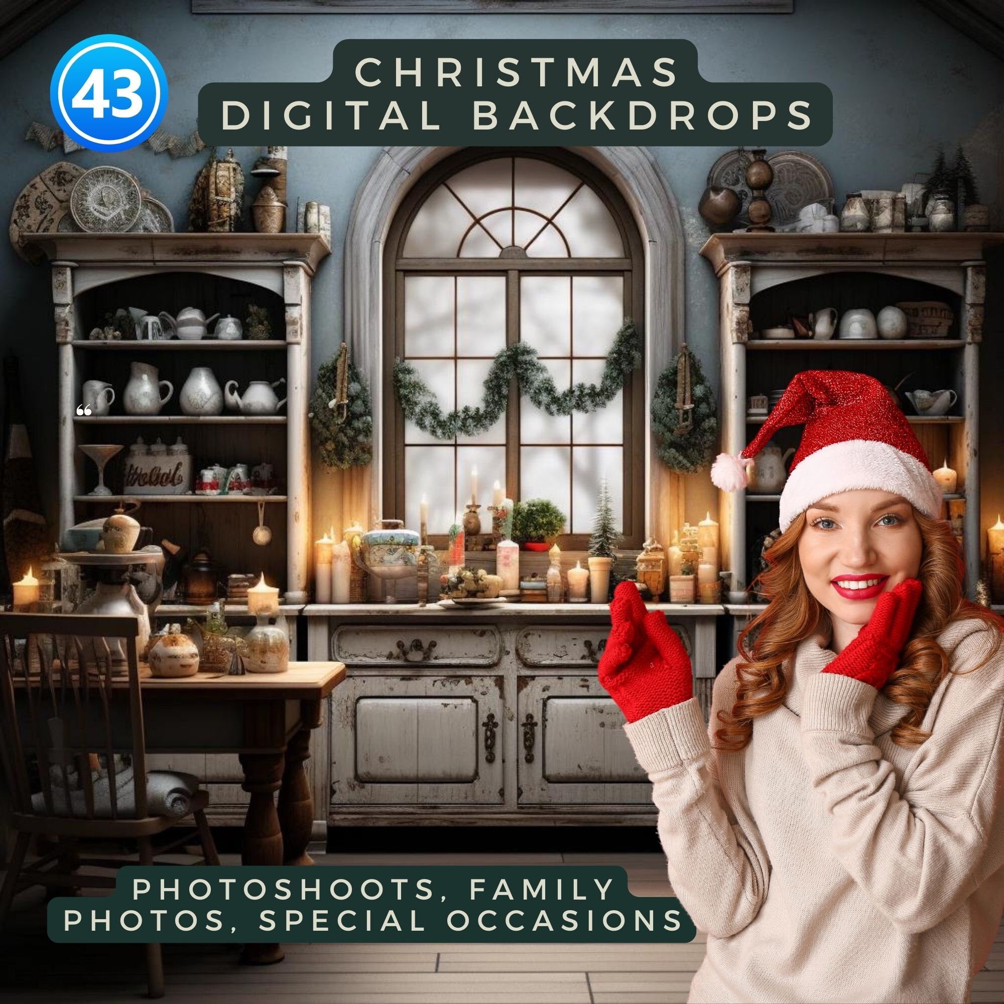 43 Christmas Digital Backdrops BUNDLE Santa Claus North Pole Backdrops ...