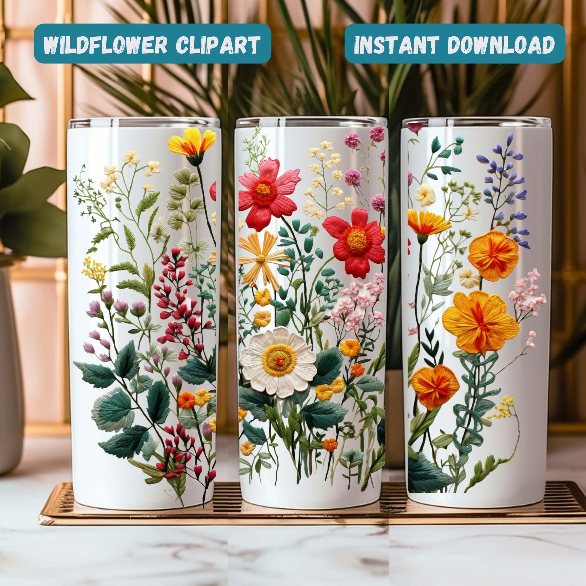 Native Flowers PNG Embroidery Design 8 Pack Digital Files Projects