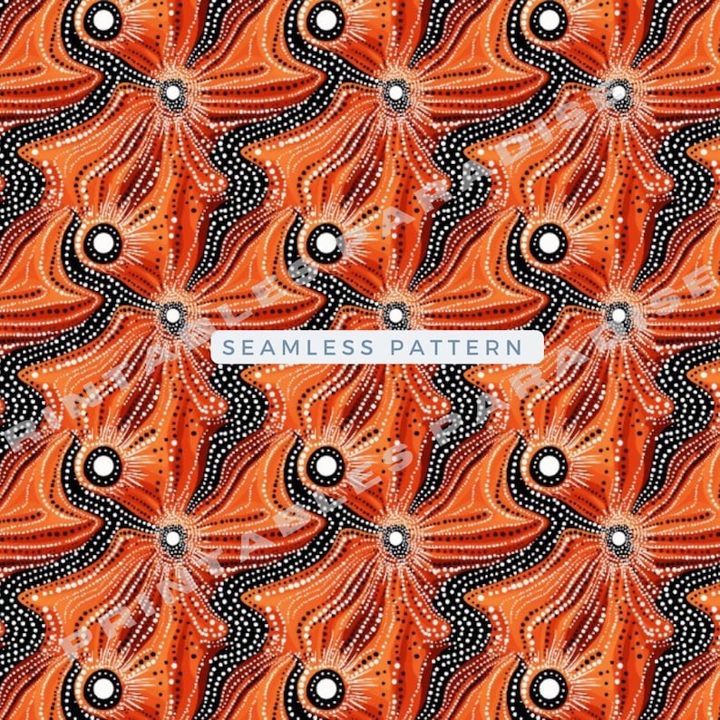 Digital Aboriginal Art Dot Paintings 8 Seamless Patterns Size 14x14