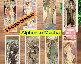 Alphonse Mucha Art Nouveau Bookmarks: Vintage Art Prints (PDF & JPG)
