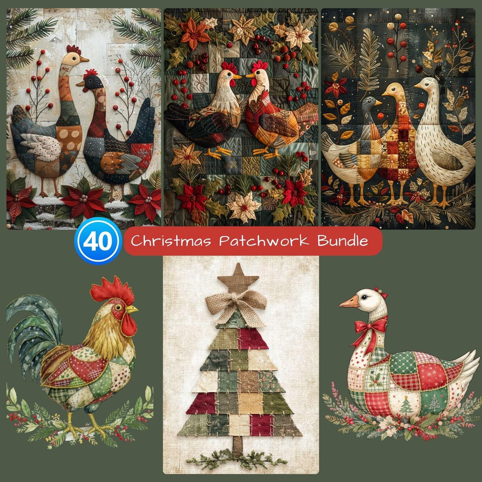 Rustic Patchwork Christmas Tree: Farmhouse Holiday Wall Art (PNG, PDF ...
