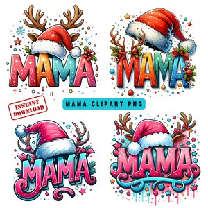 Bundle de Noël MAMA PNG maman papa Clipart Noël 2024 Clipart Bundle de cliparts Noël maman PNG sublimation maman papa maman numérique