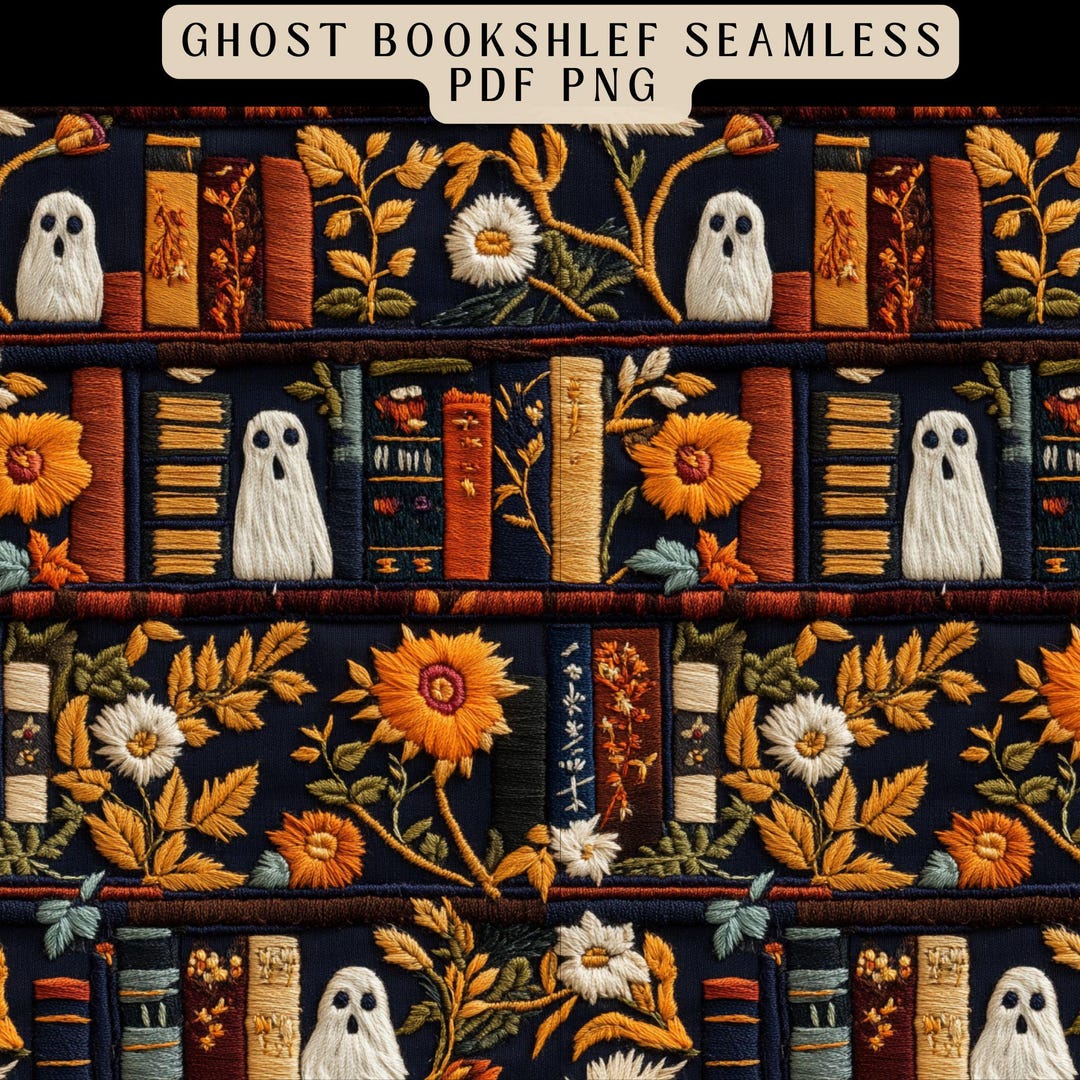 Halloween Book PNG Ghostly Bookish Bundle Floral Ghost Seamless Pattern ...