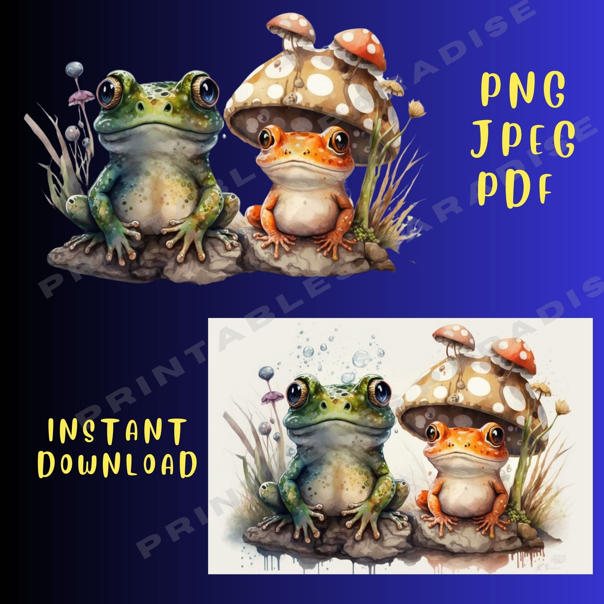 Watercolor Frogs Clipart PNG Frog and Toad Clipart Frog Designs Cute ...
