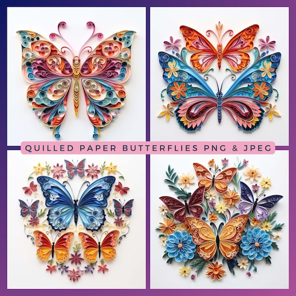 Papier piquant papillon Clipart 8 papillons Clipart PNG motifs de fleurs PNG papier papillon 8 Pack papillon jardin Clipart téléchargement instantané