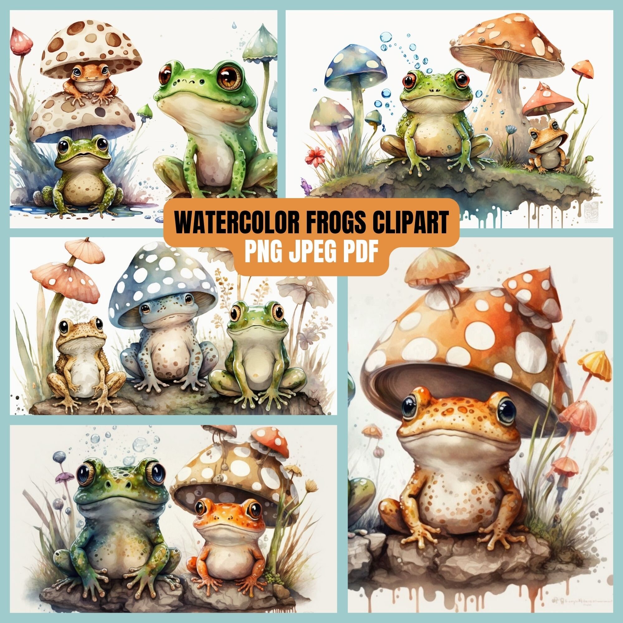 Watercolor Frogs Clipart PNG Frog and Toad Clipart Frog Designs Cute ...