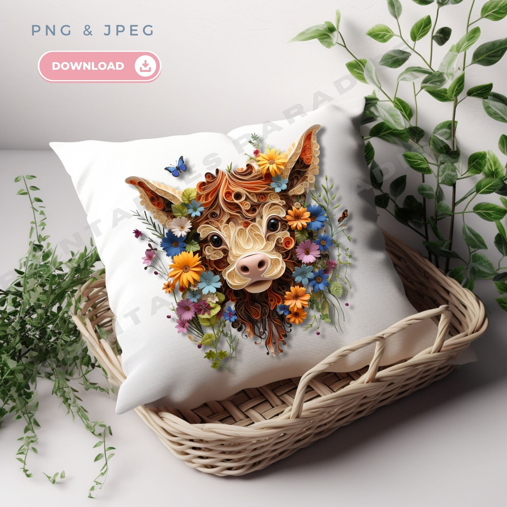 AnyDesign Boho Floral Highland Cow Tissue Paper 100 Sheet Watercolor Flower  Art Tissue Farmhouse Cute Cow Wrapping Paper for DIY Crafts Gift Packing