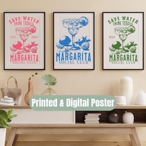 Póster de margarita Tequila Póster impreso o digital Margarita SVG Decoración de cocina Impresión artística de cóctel PNG Arte de pared de bar Regalo de camarero Margaritas
