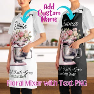 Personalisierte Vintage Küche Mixer Blume Aquarell Geschenk für Freunde Name Floral PNG Küche Mixer mit Blumen Personalisierte Digital