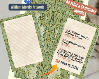 William Morris Stationery Bundle: Digital Papers, A4 Prints (Digital Download)