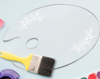 2 Pieces Clear Acrylic Paint Palette Mixing Oval Shaped Non-stick Oil Paint  Palette Thumb Hole Artist Painting Palettes