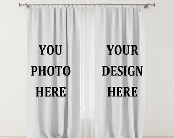 Custom Curtain with Photos Text Logo Personalized Window Curtains Panels Customized Blackout Curtain for Bedroom Living Room Art Decorations