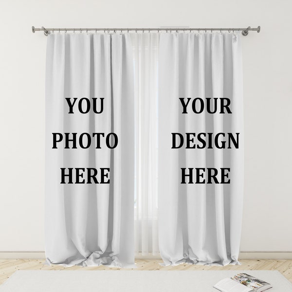 Custom Curtain with Photos Text Logo Personalized Window Curtains Panels Customized Blackout Curtain for Bedroom Living Room Art Decorations