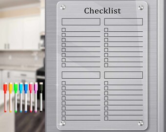 Transparent Acrylic Planning Board - Magnetic Checklist Board for Fridge - Weekly Daily Planner Board - Dry Erase Board Calendar with Marker