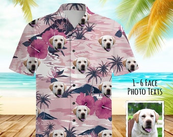 Custom Hawaiian Shirt from Photos,Personalized Face Hawaii Shirts, Tropical Leaves Unisex Shirt, Customized Shirt Gift for Pet Dog Cat Lover